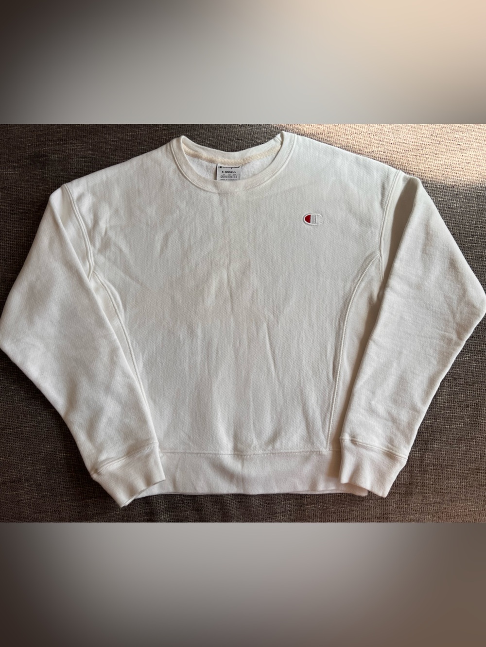 Champion White Crewneck Sweatshirt with Logo